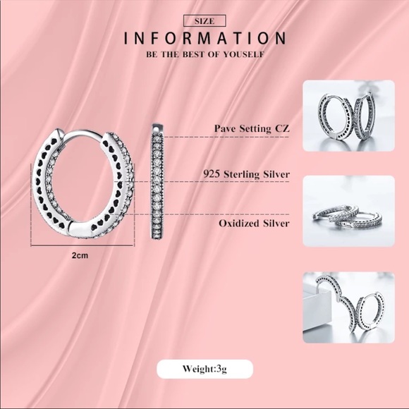 925 Sterling Silver Inside Out Diamond Earrings - Picture 4 of 5